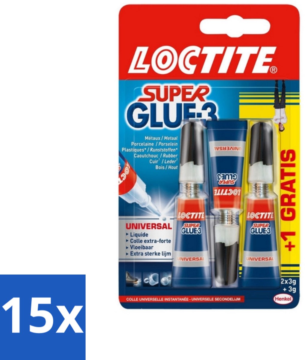 15 x Loctite - Secondelijm - Super Glue Precision - 7,5 Gram - Super Glue - Secondelijm - Superhechting - Snelle Droogtijd - Waterbestendige Lijm