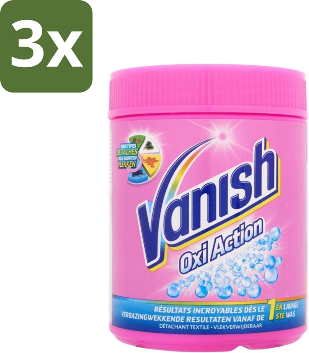 3 x Vanish Oxi Action - Vlekkenverwijderaar Poeder - Zonder Bleek - Gekleurde Was - 500 Gram - Vlekverwijderaar - Gekleurde Was - Bleekvrije Wasmiddel - Vlekken Verwijderen - Wasmiddel Poeder