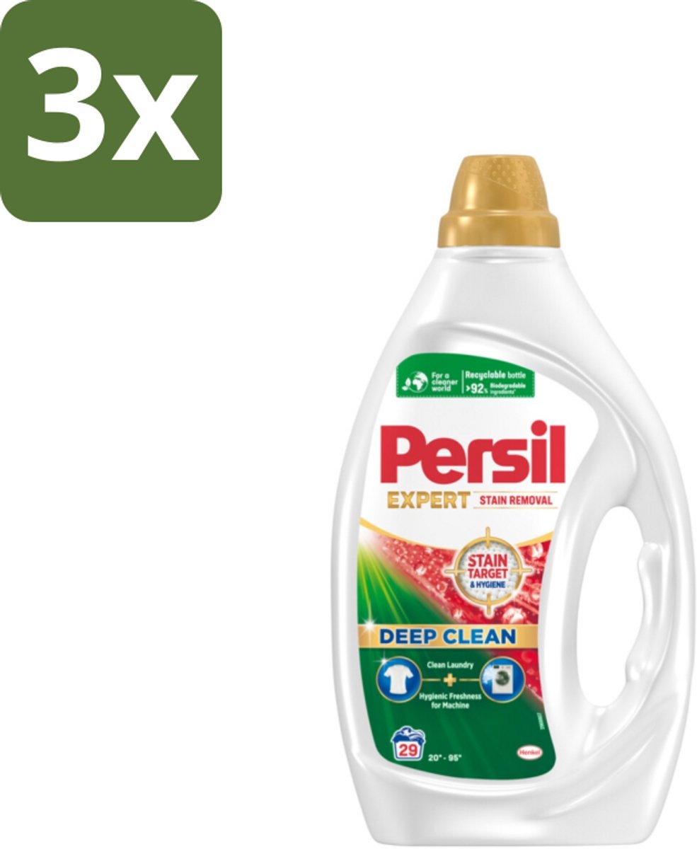 3 x Persil Expert - Vlekverwijdering - Vloeibaar Wasmiddel - Witte en Gekleurde Was - 29 Wasbeurten - Vlekverwijdering - Wasmiddel - Wasgoed - Stofverwijdering - Frisheid