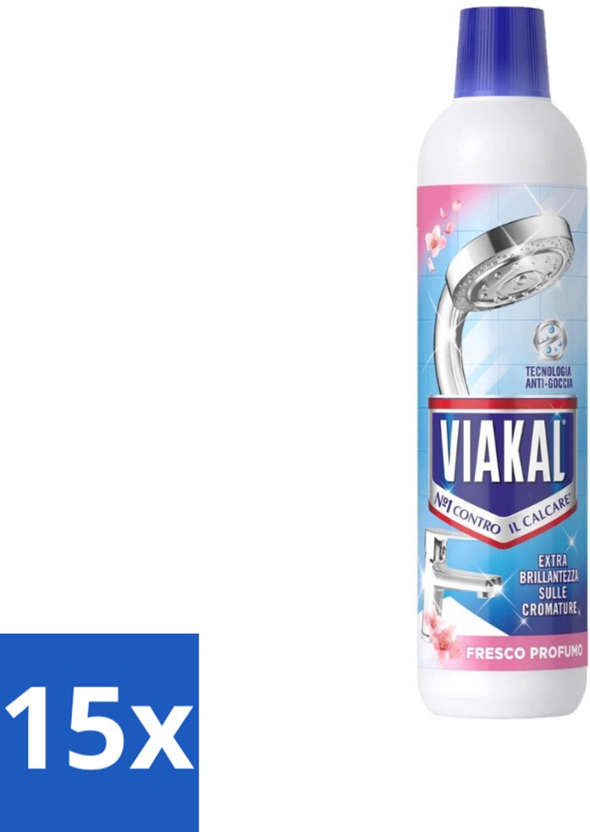 15 x Viakal - Kalkaanslagreiniger - 630 ml - Kalkaanslag Reinigen - Kalkaanslag Verwijderen - Kalkkorst Verwijderen - Badkamer Reinigen - Keuken Reinigen
