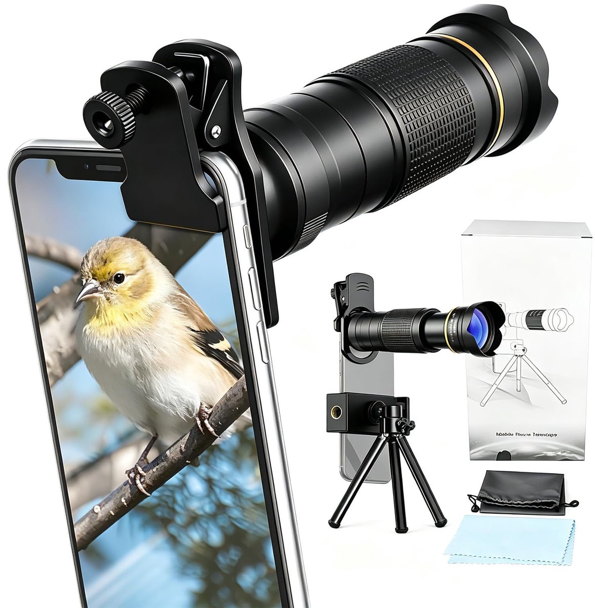 Elzusha - Telelens Set met Mini Statief en Lenshouder voor Smartphone