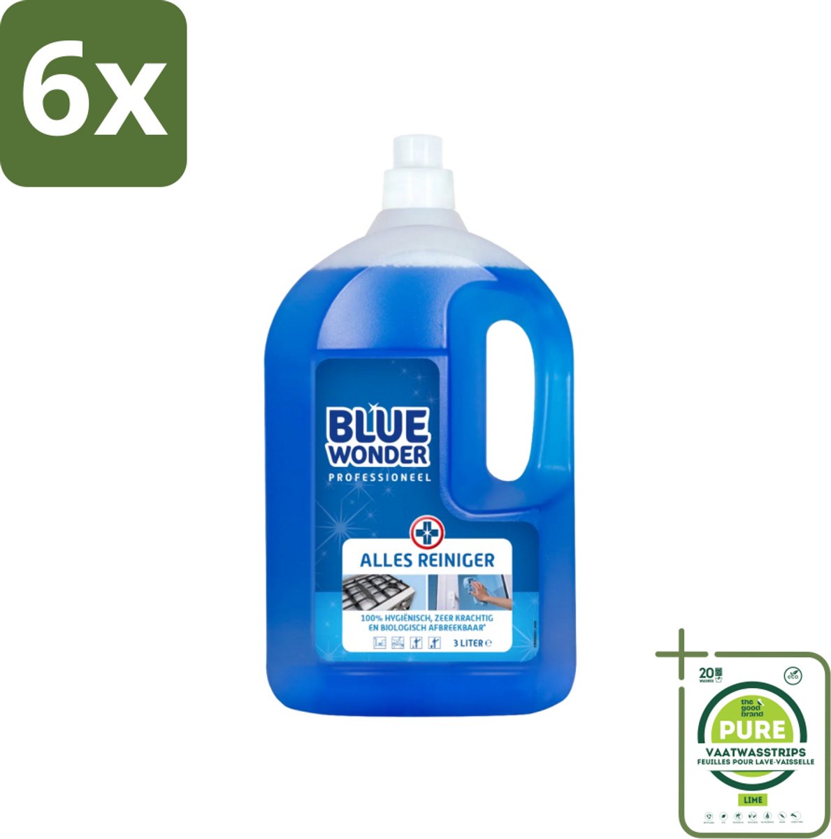 Blue Wonder Professionele Allesreiniger 3000 ml - Voordeelverpakking - 6 stuks - Allesreiniger - Schoonmaakmiddel