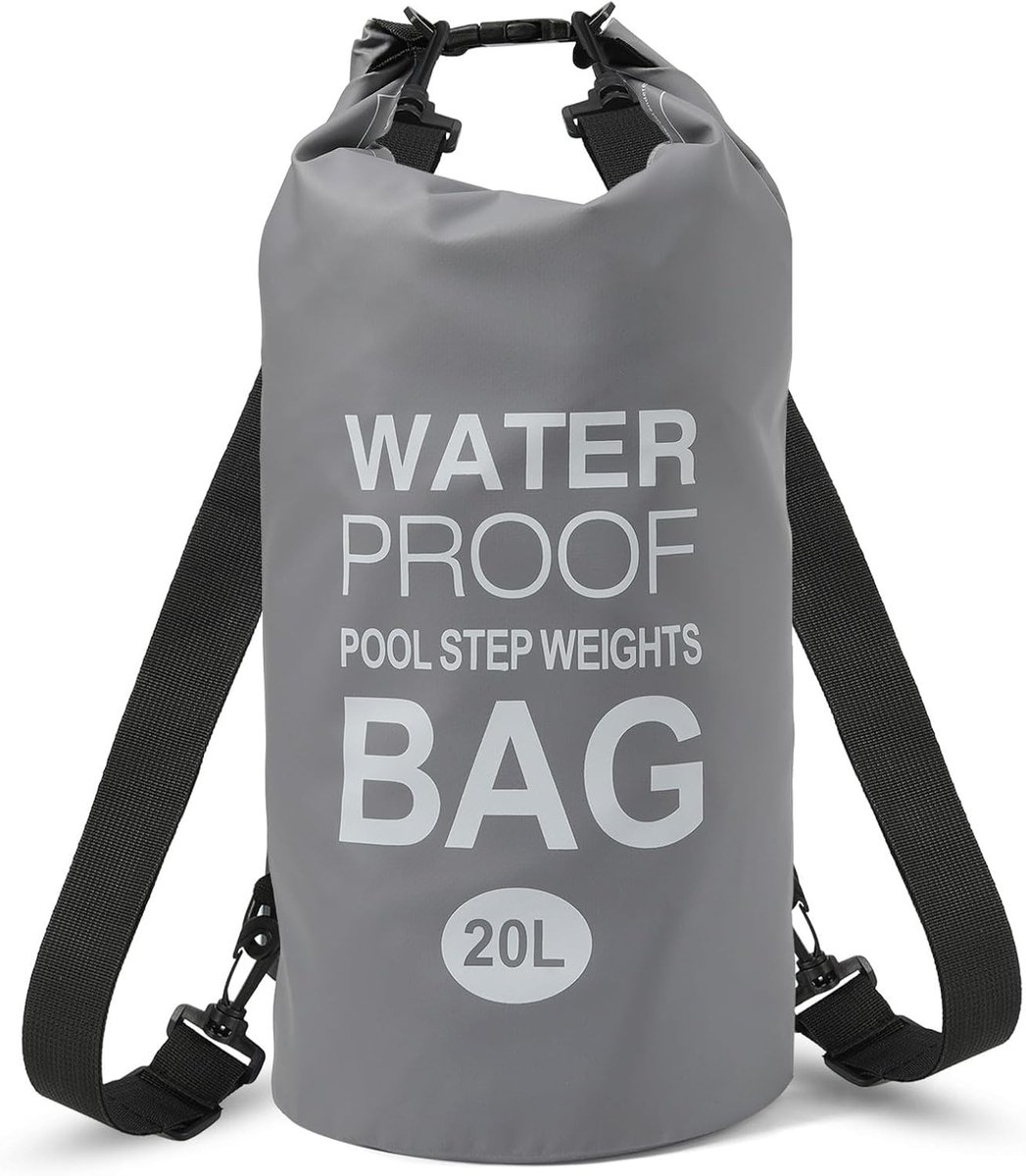 Waterdichte Dry Bag voor Strand, Zwemmen en Kamperen met Verstelbare Schouderband - Ideaal voor Kayaking en Outdoor Activiteiten, Grijs
