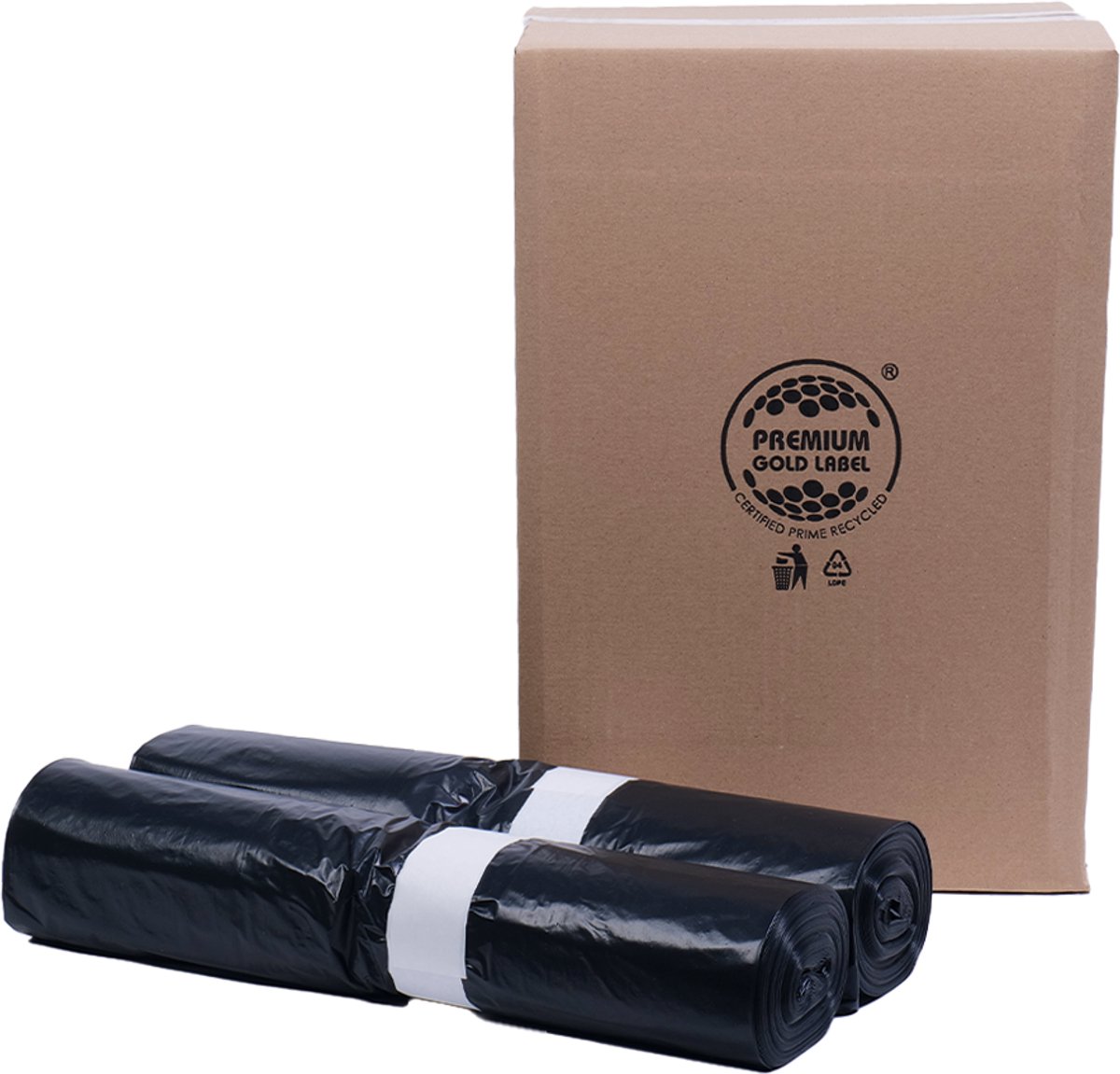 Containerzakken 360 liter zwart - 75/30x150cm T70 LDPE - Doos 10 rollen à 10 stuks