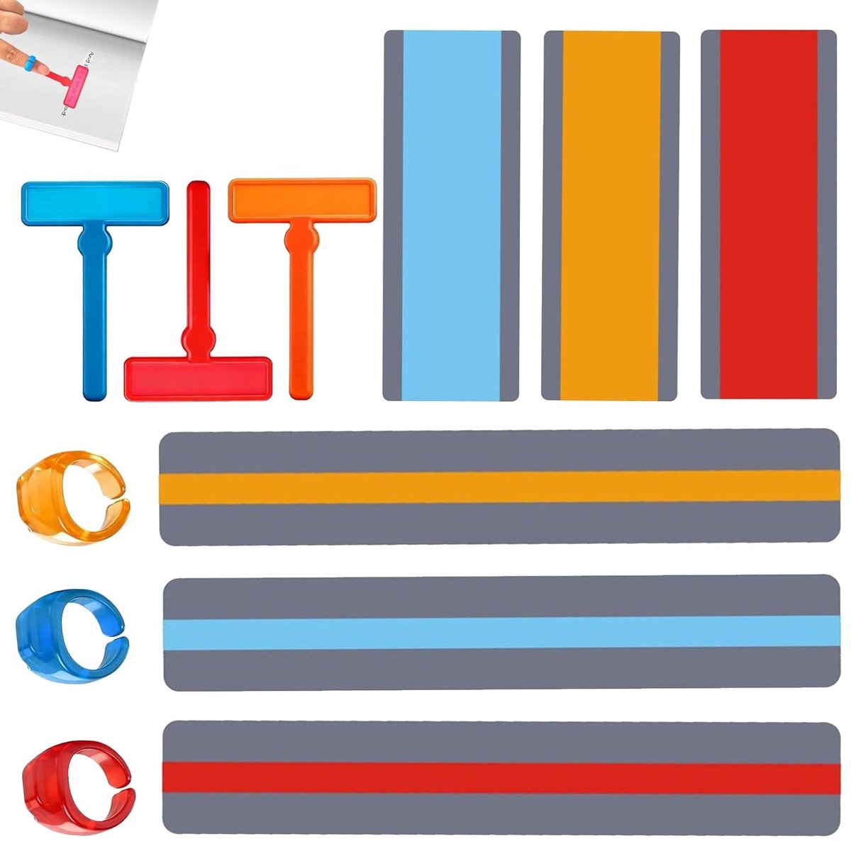 12 Stuks Leeshulpmiddelen voor Basisschoolkinderen - Gekleurde Leestrackers en Overlay Linialen voor Dyslexie en ADHD