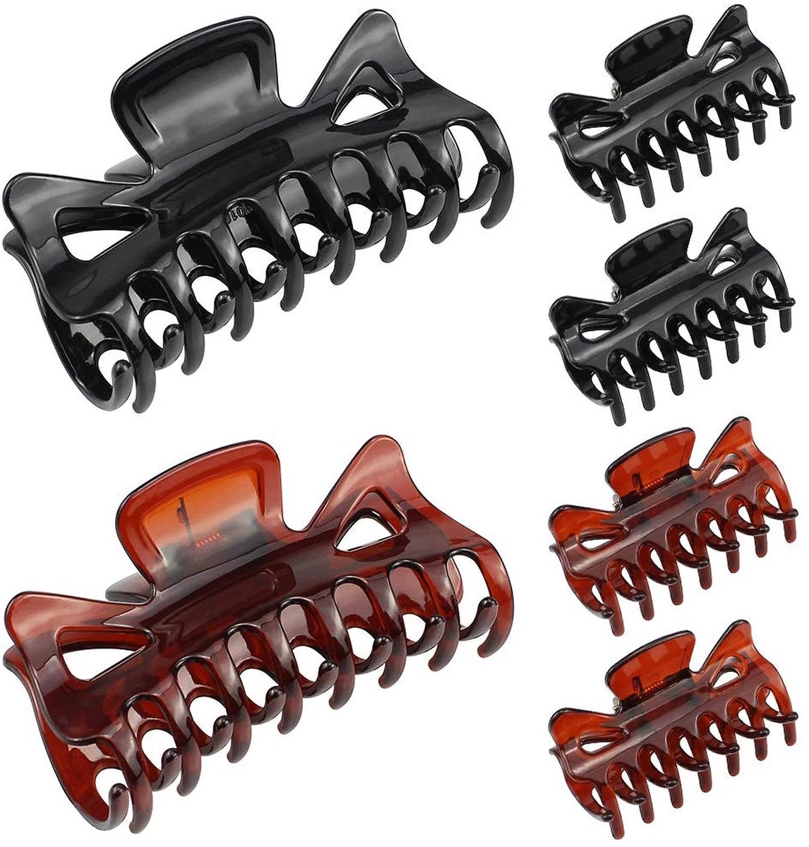 DXLing 6 Pieces Hair Claw Clips 2 Sizes Plastic Clamps Hairpin Big and Small Butterfly Hair Clamps Transparent Thick - ShopVlot