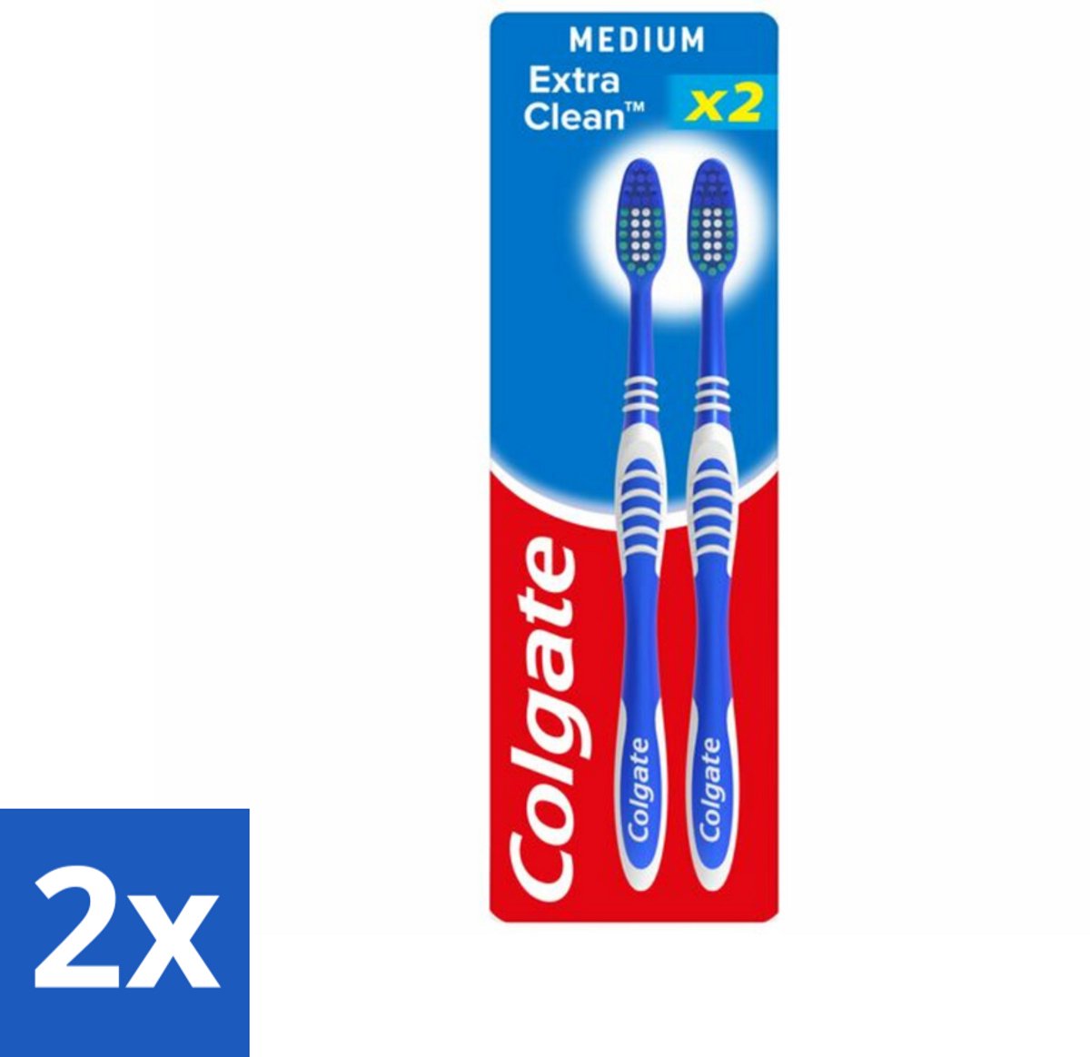2 x Colgate - Tandenborstels - Extra Clean Duo - Medium - 2 borstels - Tandenborstel - Tandenpoetsen - Mondhygiëne - Frisse Adem - Tandenborstel Duo