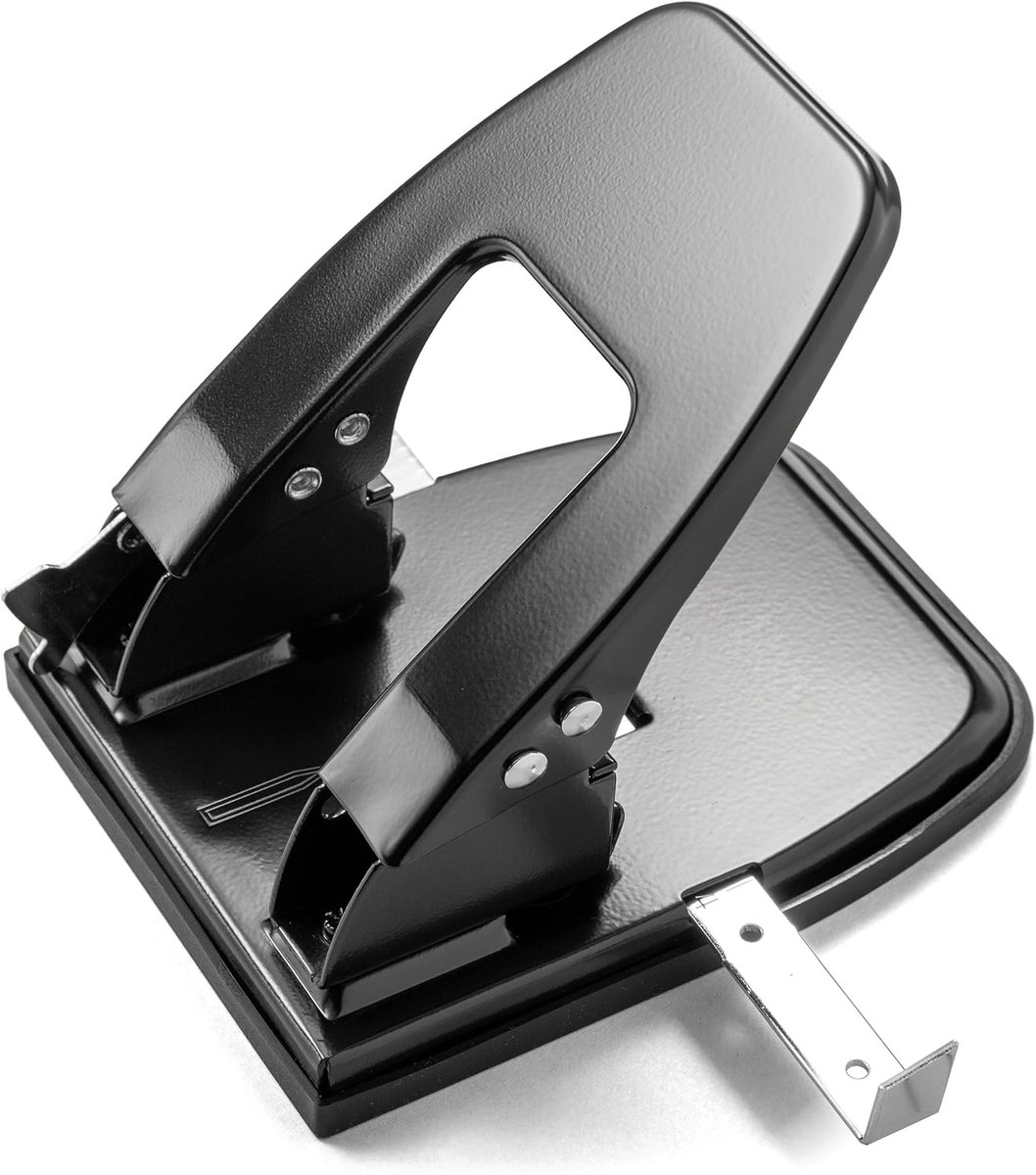 Tolvia Perforator - 2-Gaats Perforeert tot 30 Vellen - Met Verstelbare Papiergeleider - Stevige Metalen Perforator - Zwart