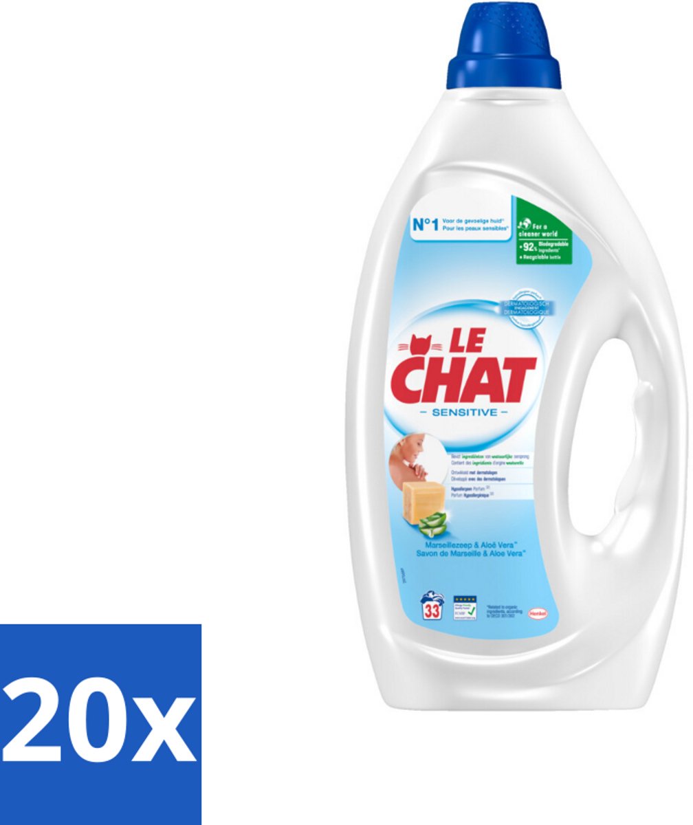 Le Chat – Vloeibaar Wasmiddel – Sensitive – 1,485 L - Bulkverpakking - 20 stuks