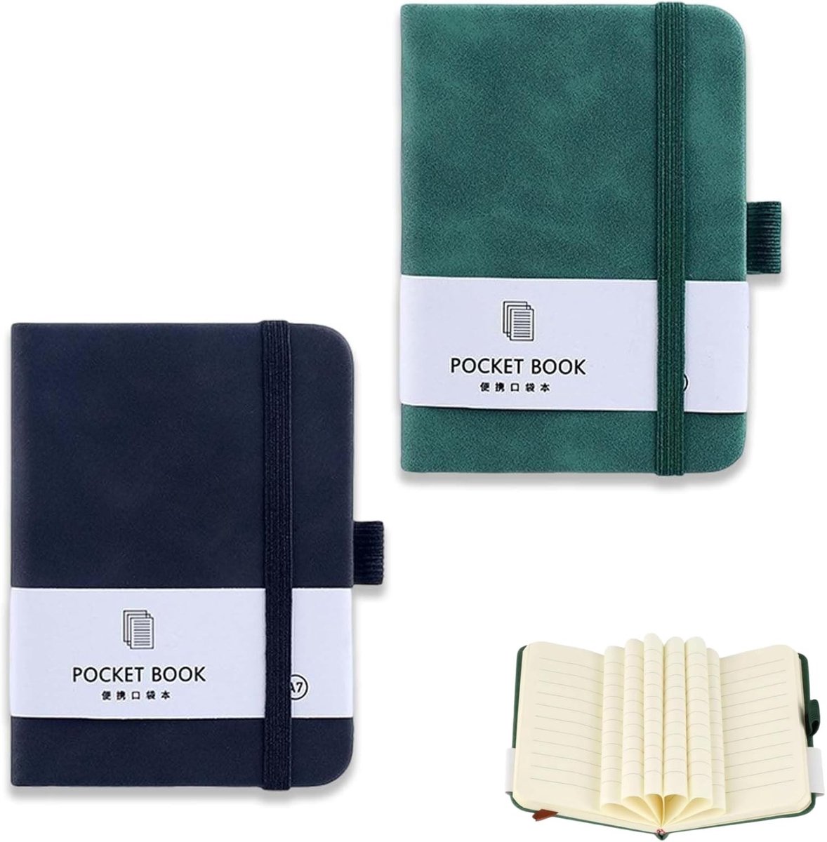 Elzusha - Set van 2 A7 Notebooks met 200 Pagina's voor School en Reizen