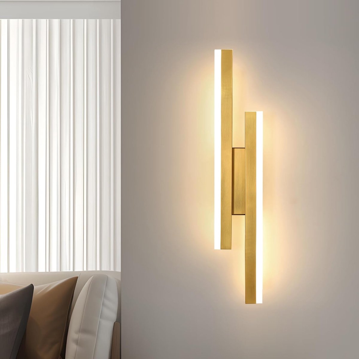 Riserva LED Wandlamp modern minimalistisch onregelmatig verguld goud, 16W driekleuren 3000/4500/6500K dimbaar Ra80, ijzer + acryl, 40cm, voor trap gang balkon zolder