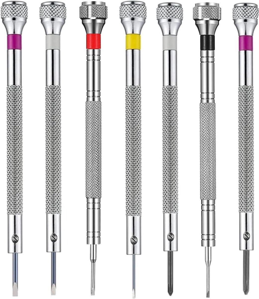 Set van 8 mini-schroevendraaiers (0.6-1.6 mm) voor horloges, brillen, elektronica en sieraden, ideaal voor precisiewerk en reparaties