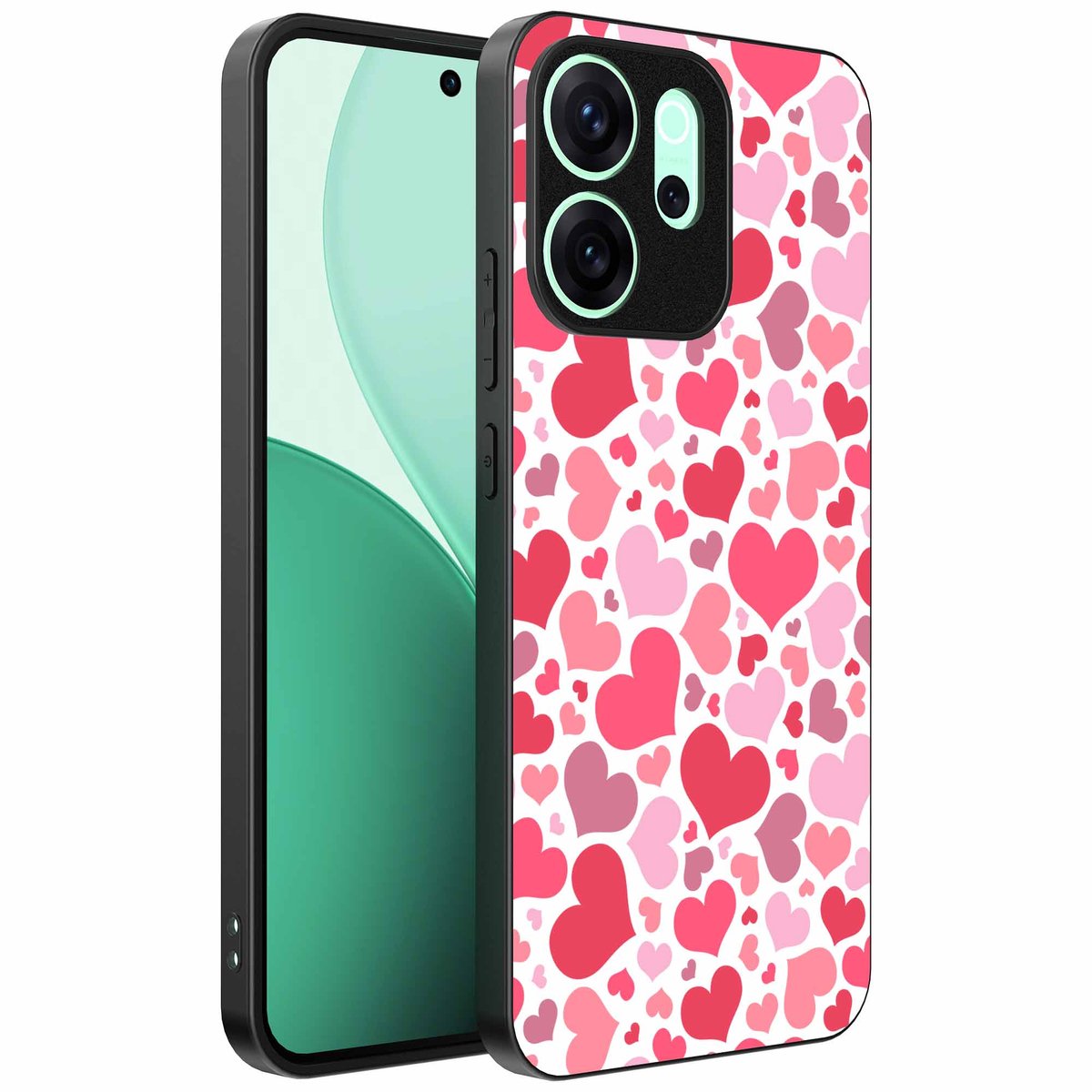 Geschikt voor Oppo Reno 15 Pro Telefoonhoesje met Hartjes Print - Hearts Design TPU Backcover Case - Kinder Hoesje met Hartjes Design - Smartphonica geschikt voor Oppo Reno 15 Pro