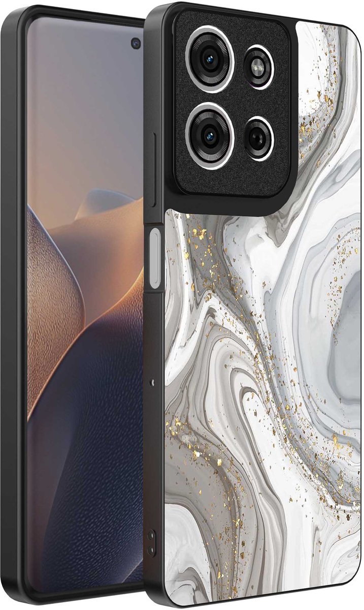 Geschikt voor Motorola Edge 60 Fusion Telefoonhoesje met marmer opdruk - TPU backcover case marble design - Zilver - Smartphonica geschikt voor Motorola Edge 60 Fusion