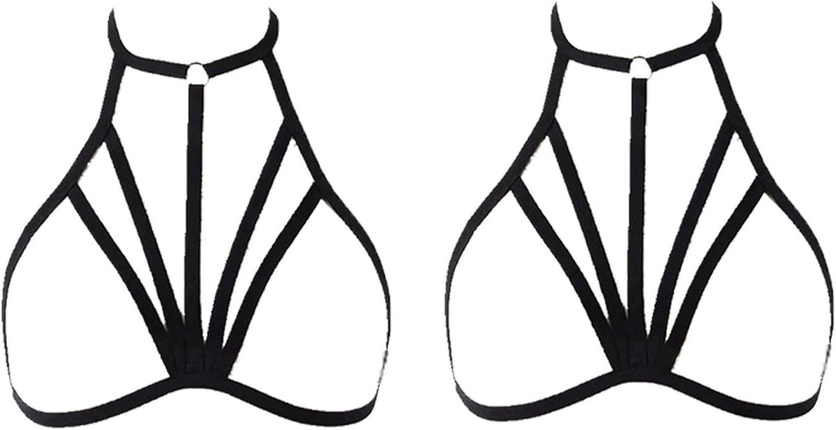 Verstelbare Halter Crop Top en Cupless Cage Bra voor Vrouwen - Plus Size Harness voor Festivals en Feestjes
