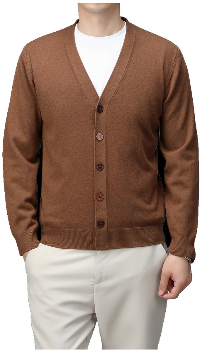 Currero Cardigan Heren Vest Mannen Met Knopen Volwassenen Warm Gebreid Vest Kastagnebruin Kastanjebruin