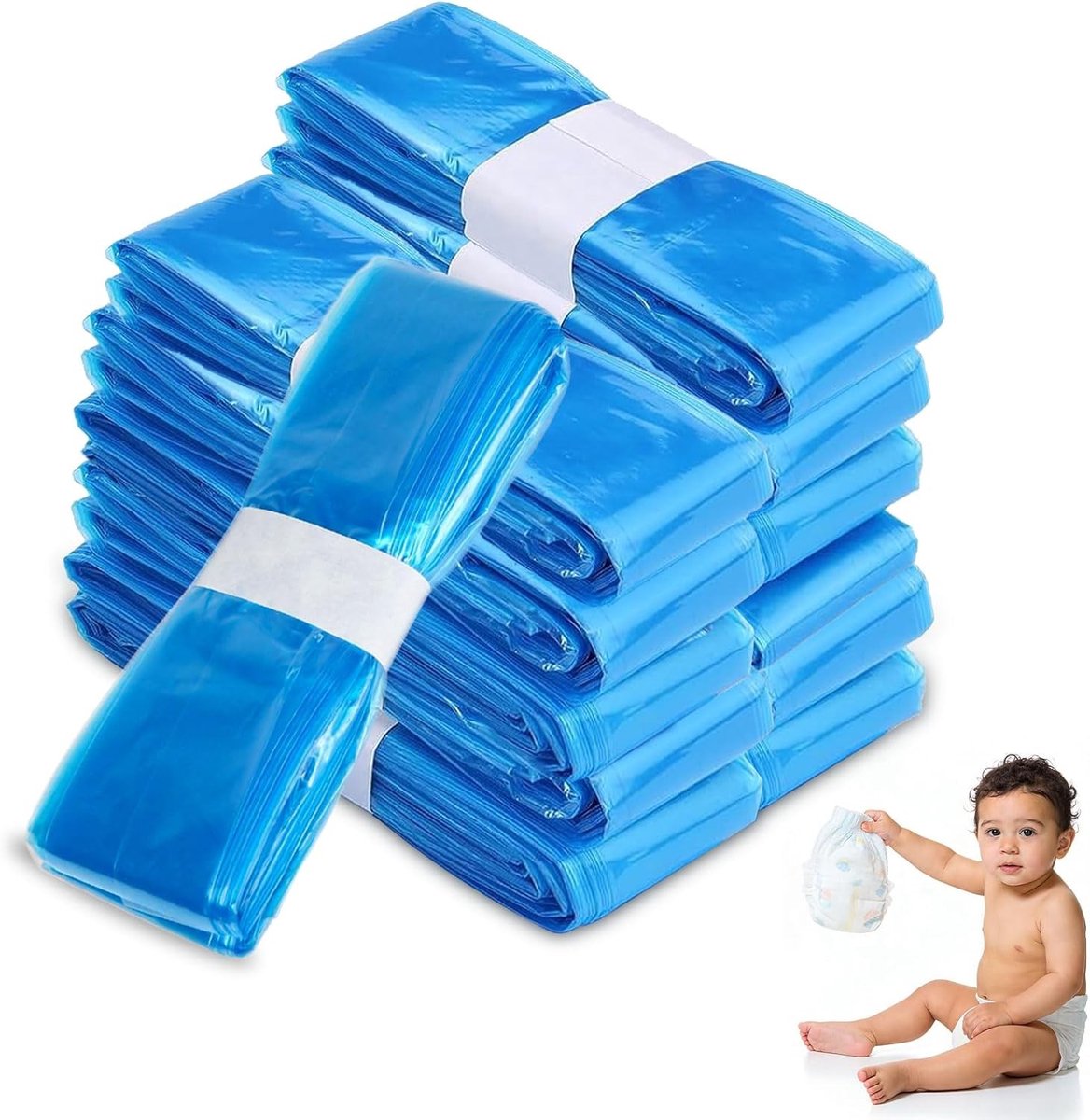 12 Stuks Navullingen voor Luiertonnen, Premium Luiertonne Cassettes met 7-Lagen en Geurvrije Luiertas Geschikt voor Diverse Merken - Blauw