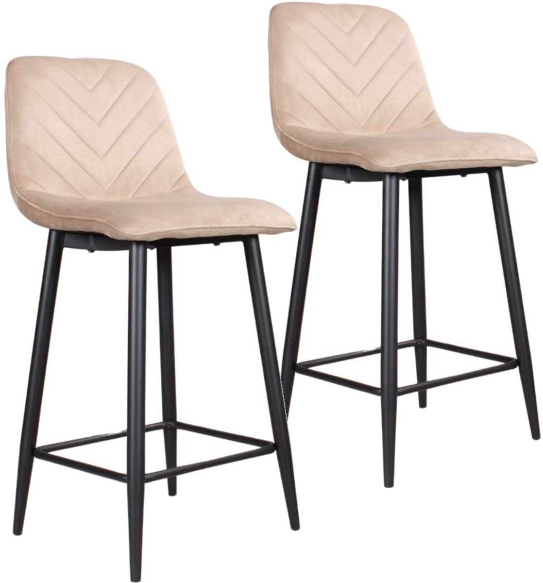 DS4U® - Gaby barkruk 65 cm - Set van 2 - Champagne - Velvet