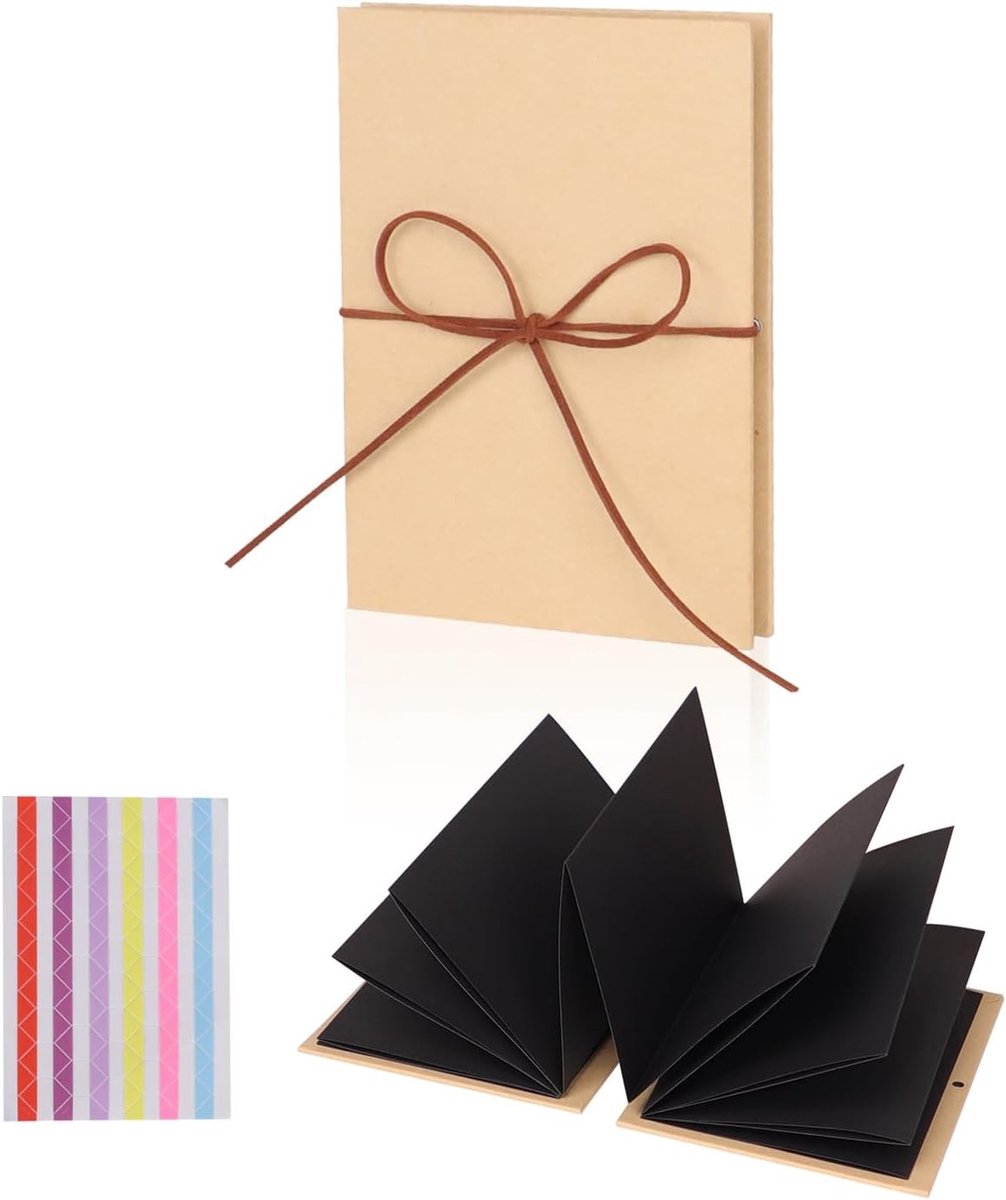 Creatief 8 Inch Scrapbook Fotoalbum met 34 Pagina's voor DIY Herinneringen, Verjaardagscadeau, Afstudeercadeau en Trouwcadeau (21 x 15.5 Zwart)