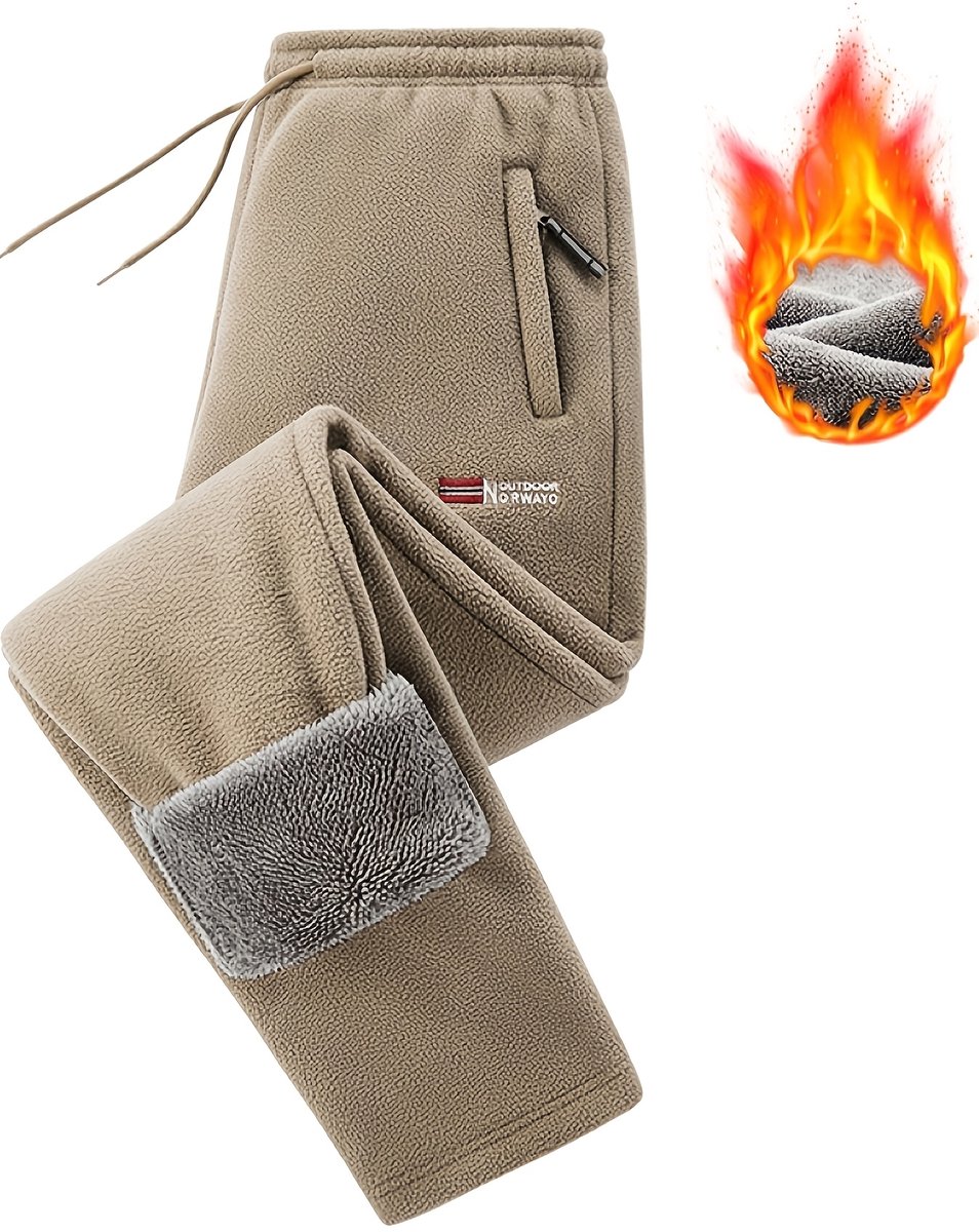 Currero Warme Broek Heren Thermo Fleece Winterbroek Joggingbroek Sweatpants Beige