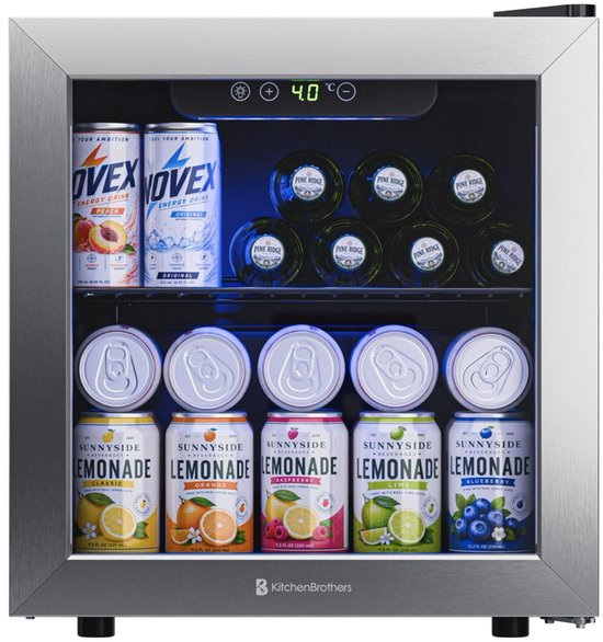 KitchenBrothers Drankkoelkast - 36L - Mini Koelkast - Glazen Deur - Minibar - 60 Blikjes - Zwart van KitchenBrothers — afbeelding 5