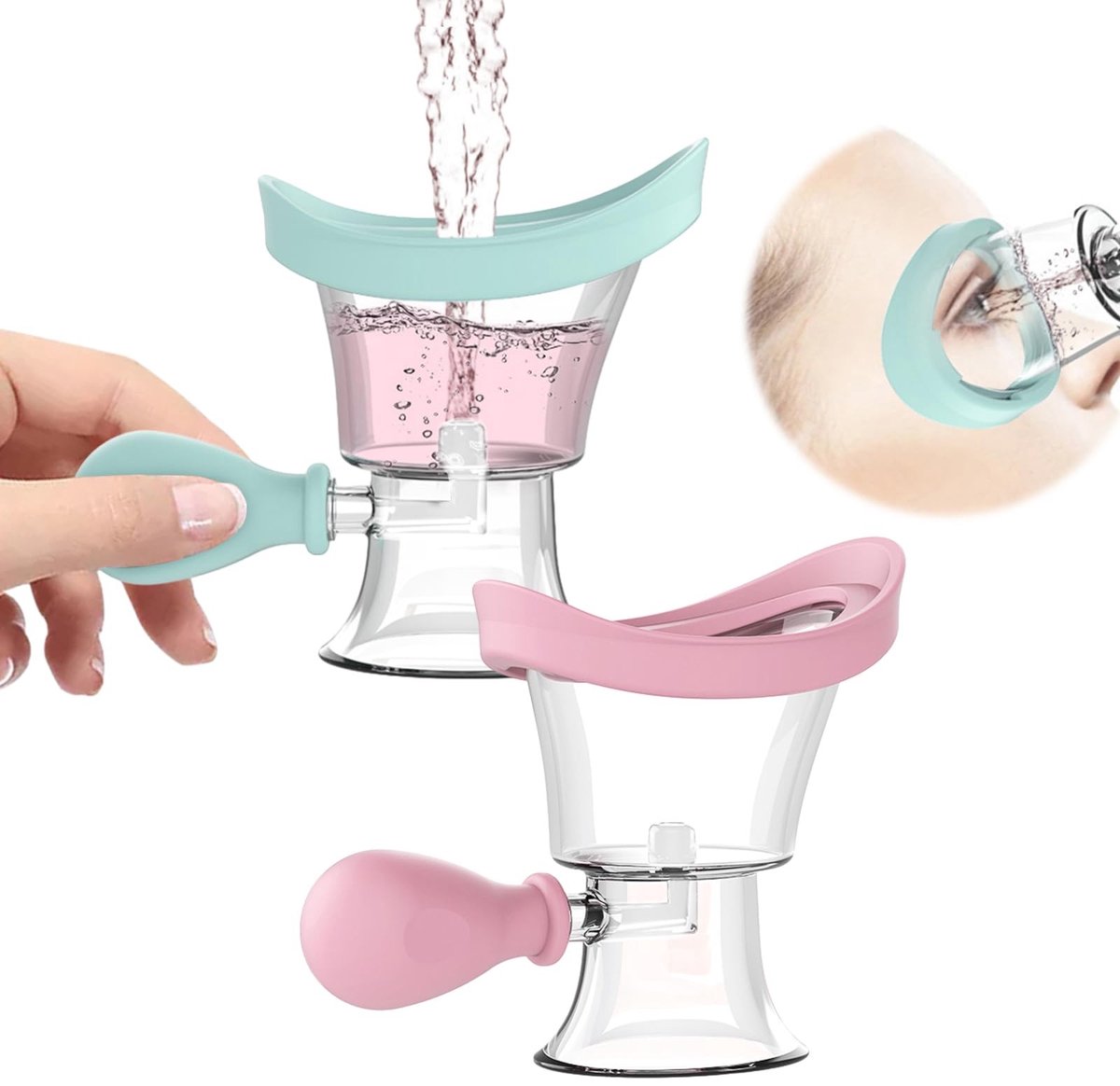 Elzusha - Herbruikbare Oogbeker - 2 Stuks Siliconen Oogwasbeker in Blauw en Roze