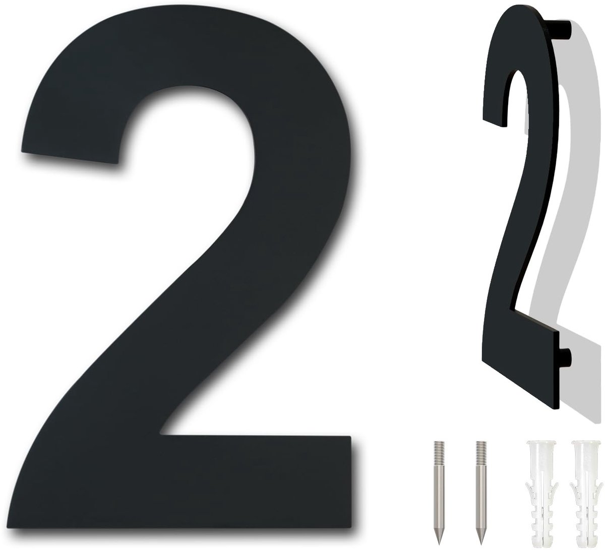Elzusha- Huisnummer Modern - 6 Inch - Roestvrij Staal - Zwevend Uiterlijk - Eenvoudig te Installeren - Duurzaam en Weerbestendig - Deurbord