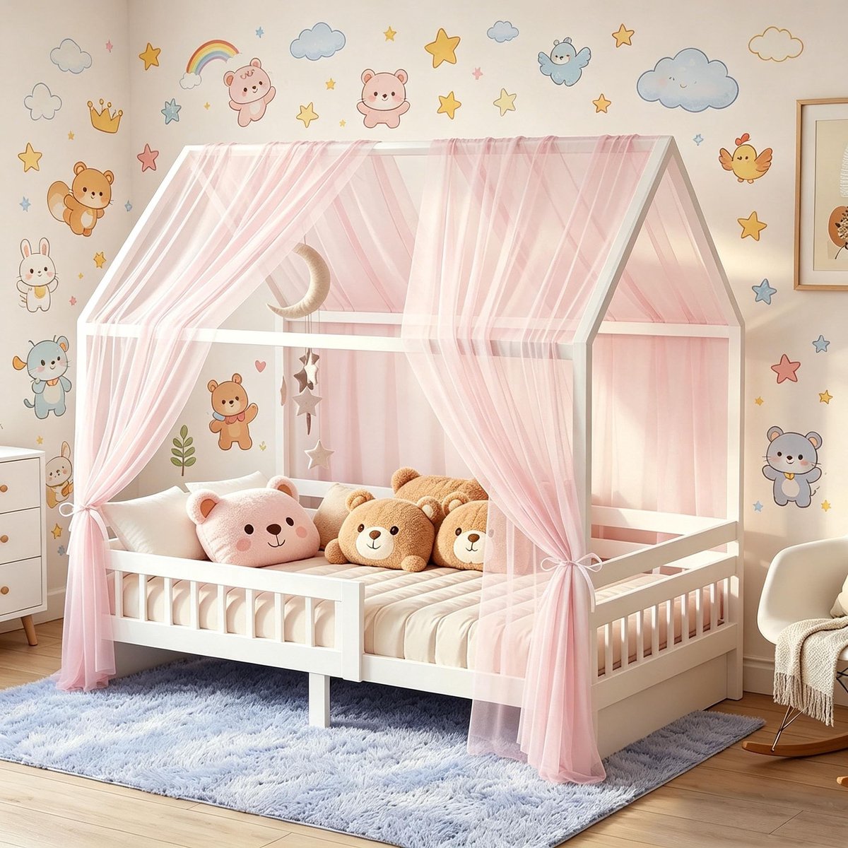 Elzusha - Muslin Bedhemel voor Kinderbed 135 x 350 cm, 2 Stuks