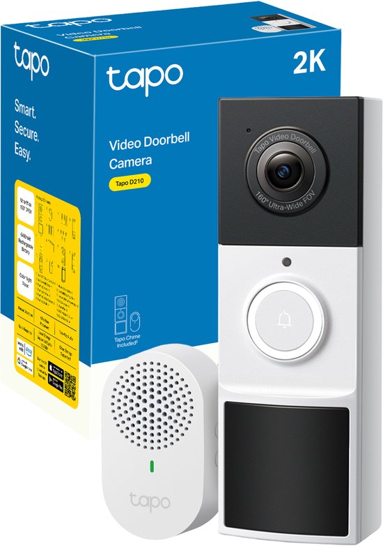 TP-Link Tapo D210 Video Deurbel - Draadloos - 2K - Inclusief Chime