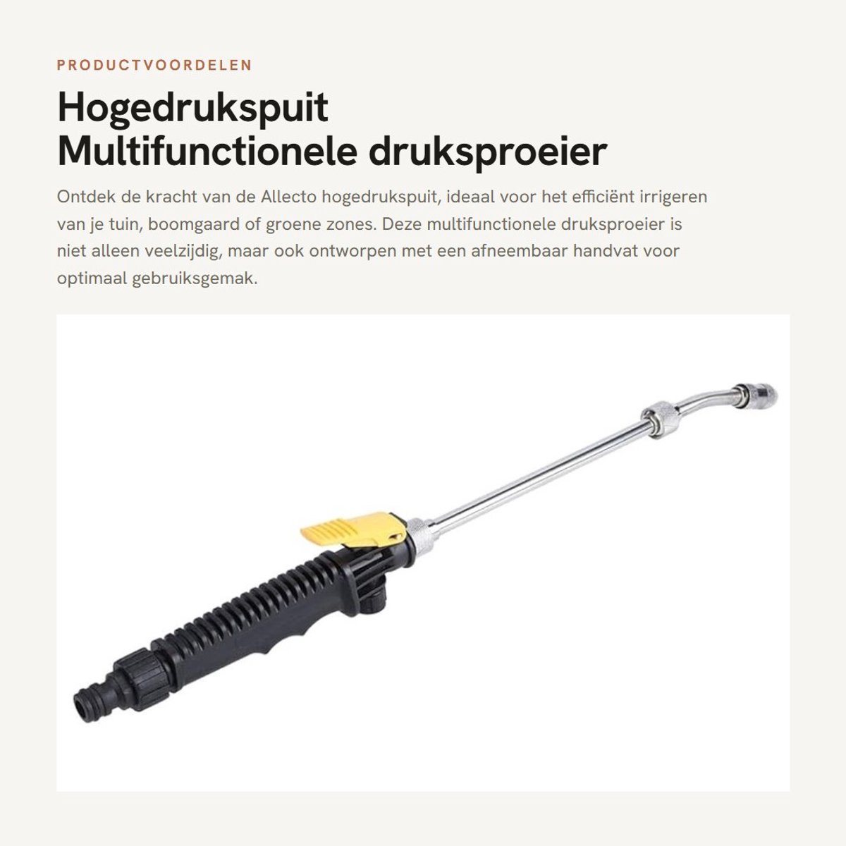 Dailygoods- Hogedrukspuit Verstelbaar 48cm - Multifunctionele Drukspuit - Sproeier Tuin - Irrigatiemondstuk - Afneembare Handgreep - Waterdruk 5-10kg