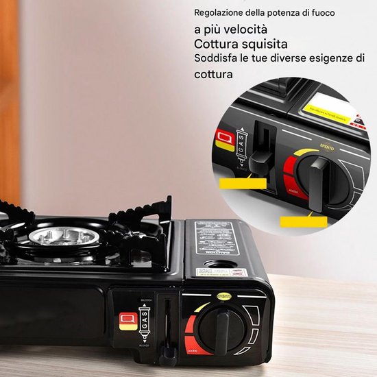 Campingkooktoestel Gas - Compact Fornuis - Buiten Koken - Automatische Ontsteking - 37x29x11 cm - Zwart — afbeelding 4