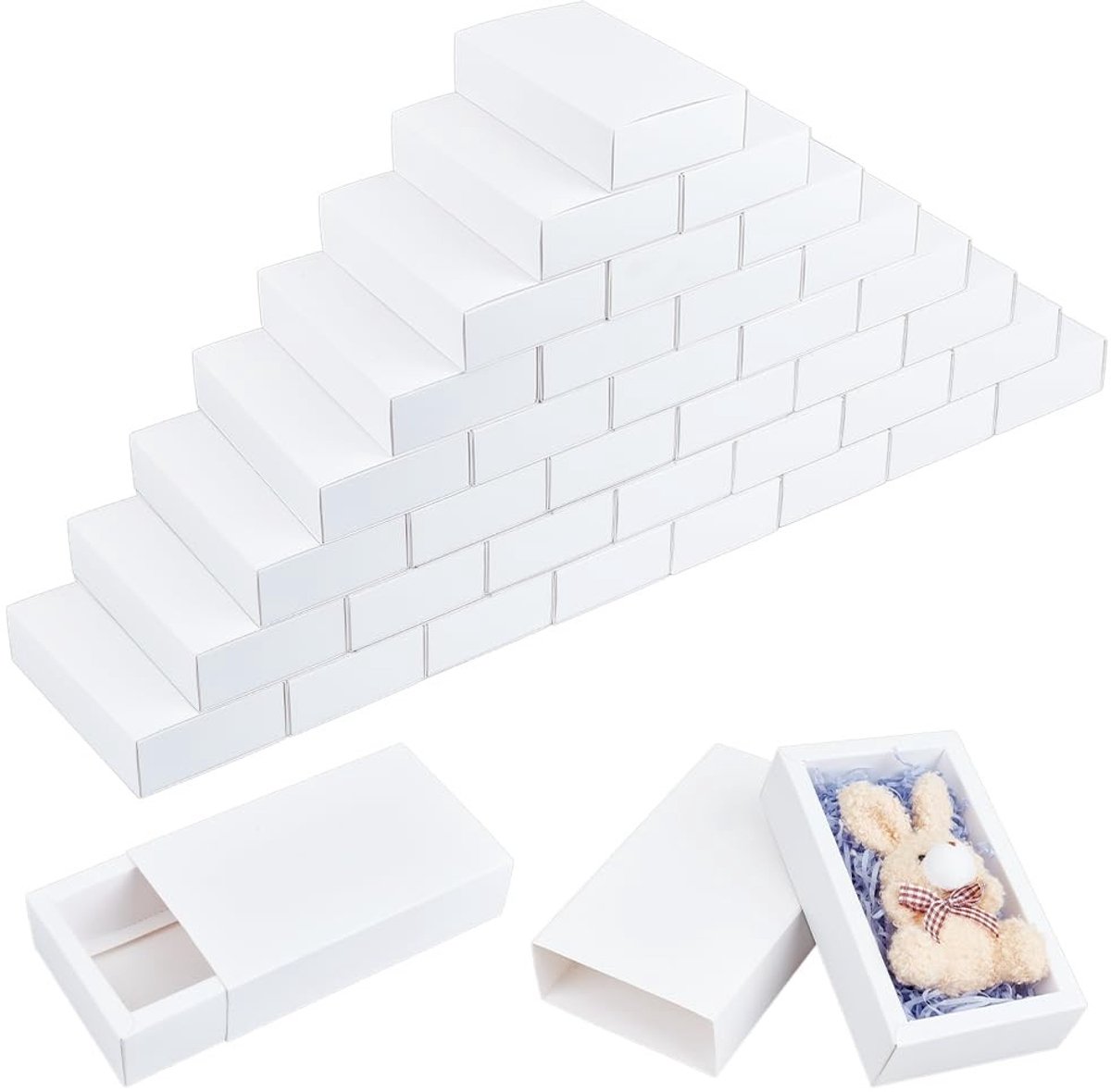 Dailygoods- Verpakking Dozen 40 Stuks - Kraftpapier - Geschenkdozen met Deksel - Handgemaakte Zeep - Cosmetische Monsters - Afmetingen 17,2x10,3x4,5cm