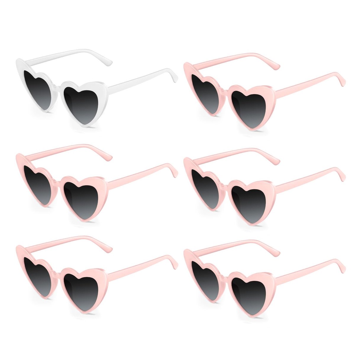 Dailygoods- Zonnebril 8-Pack Hartvormig - Retro Zonnebrillen - Bruidsaccessoires - Vrijgezellenfeest - Feestdecoraties - Universele Pasvorm - Feestzonnebril