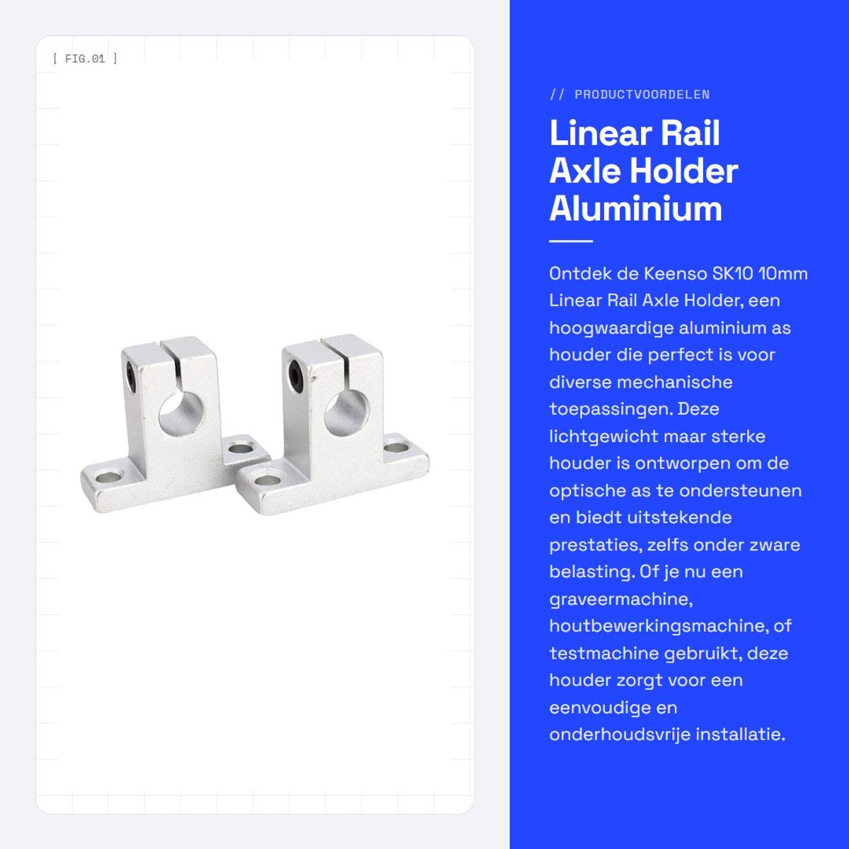 Dailygoods- Lineaire Rail - Aluminium Beugel - Verticale As Houder - Lichtgewicht - Hoge Sterkte - Geschikt voor Mechanische Installaties - Asfhouder