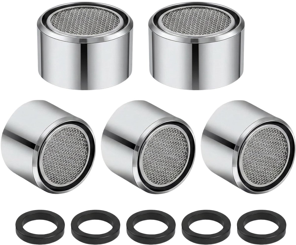 Dailygoods - 5 stuks M22 binnendraad voor kranen, waterbesparende straalregelaar en filter voor spatarm, gelijkmatige straal in keuken en badkamer, hoogwaardige waterkraan zeef