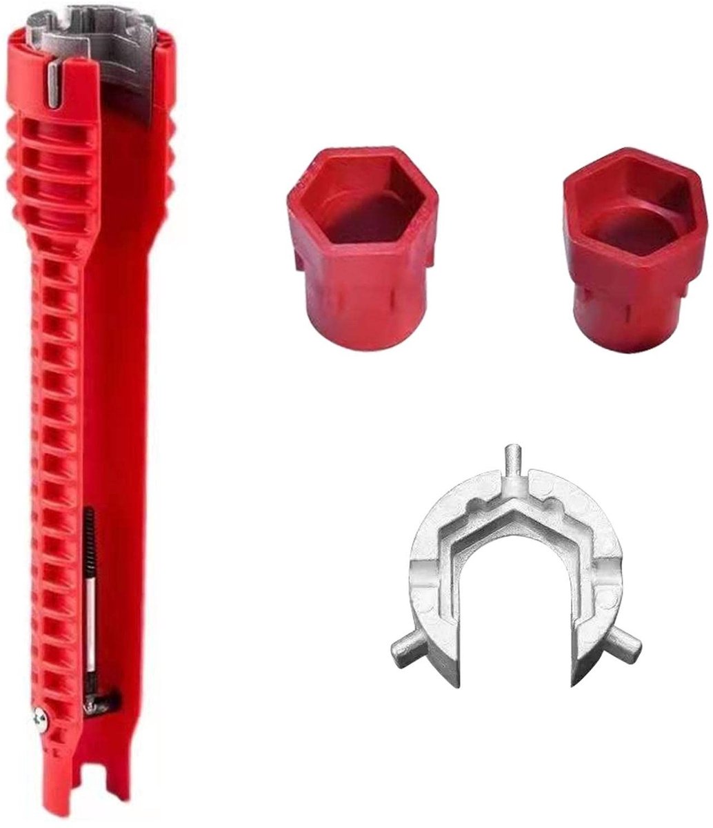 Dailygoods- Kraansleutel 8-in-1 - Multifunctioneel Gereedschap - Moersleutel voor Keuken - Antislip Handgreep - Voor Snelle Montage - Geschikt voor Nauwe Ruimtes