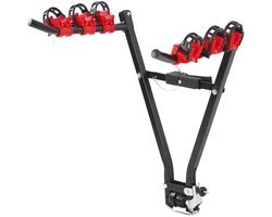 Dailygoods - Autofietsendrager - Fietsendrager voor 3 Fietsen - Opvouwbaar en Ruimtebesparend - Rood - Eenvoudig te Installeren - Geschikt voor Trekha...