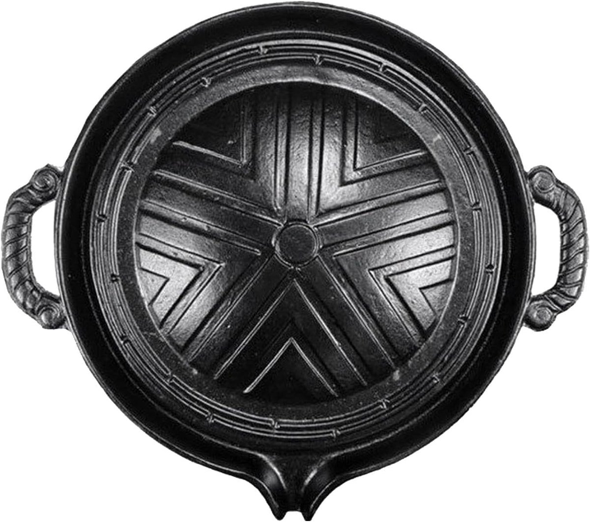 Gietijzeren Grillpan Koekenpan Plancha Buiten Koken Vet Afvoer Systeem 28 cm Diameter Zwart