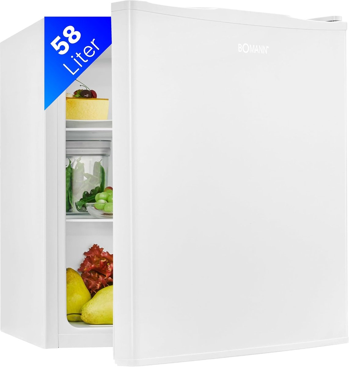 Compacte Koelkast Mini Koelkast Kleine Koelkast Dranken Koelen Omkeerbare Deur 58L Wit