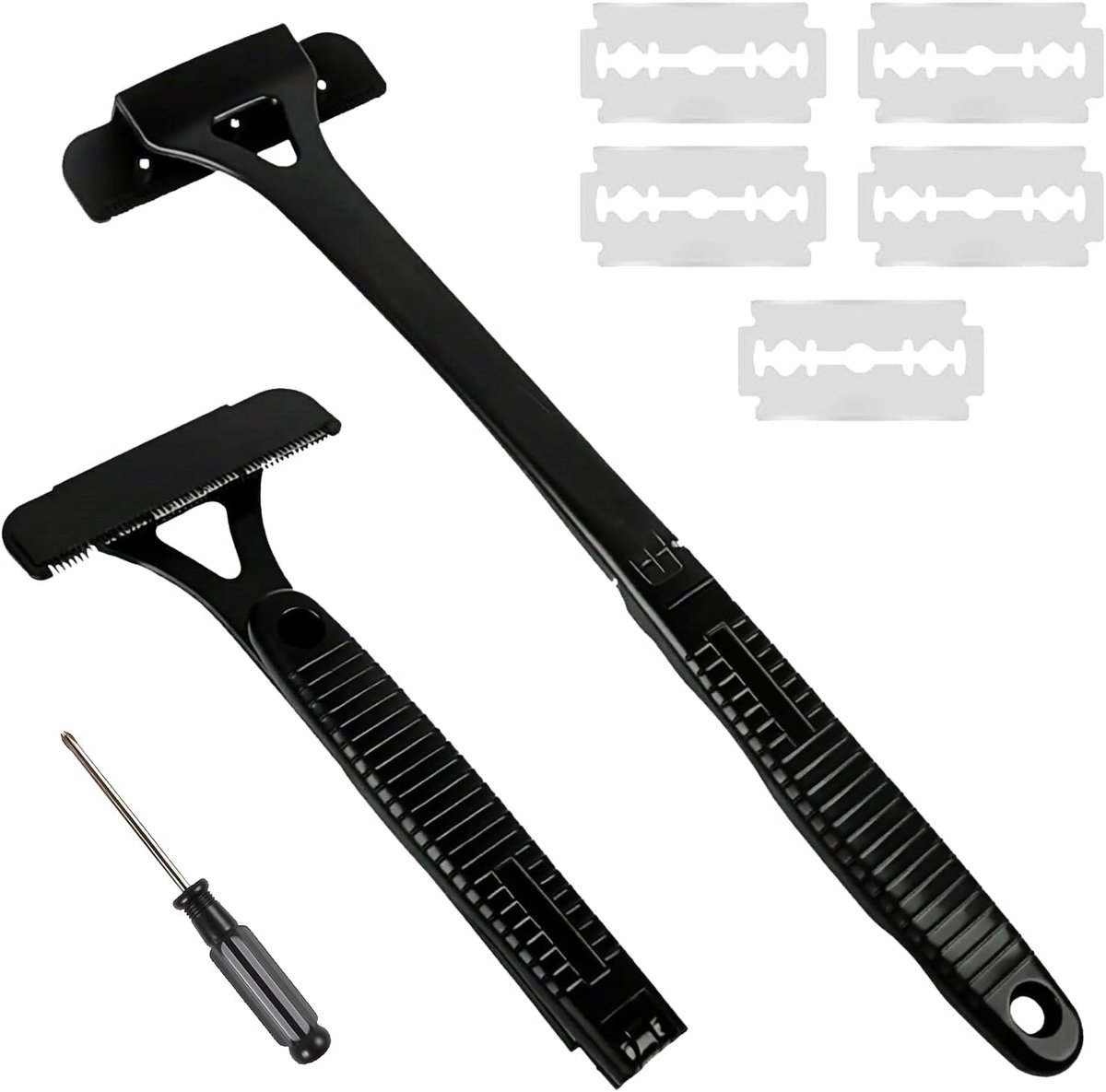 Lichaamshaar Trimmer - Scheerapparaat Rug - Gladde Huid - Inklapbaar Handvat - 5 Extra Mesjes - Zwart