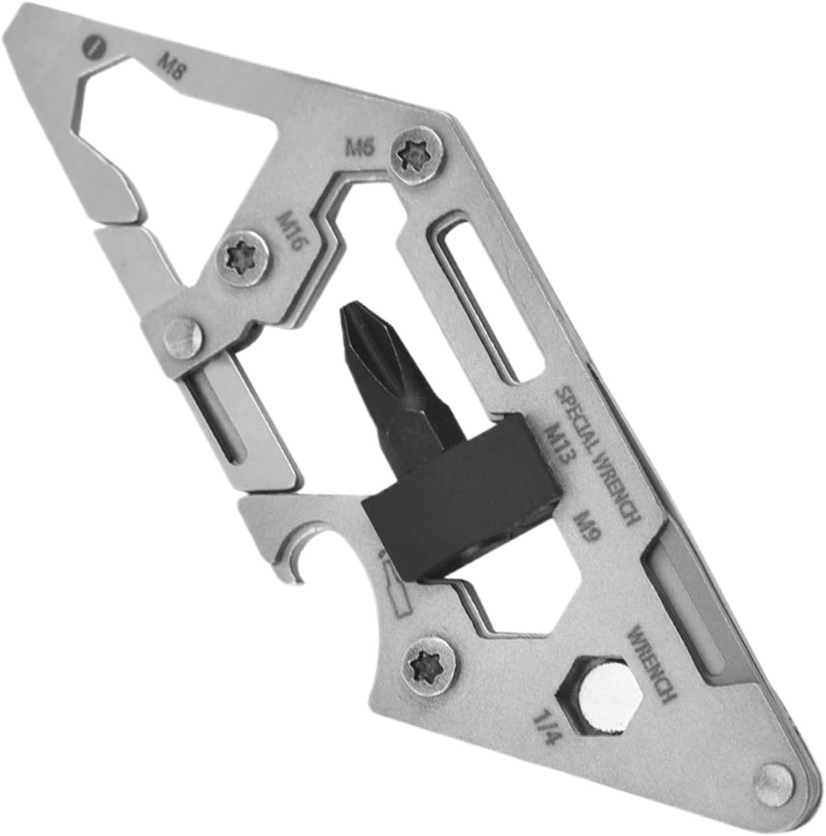Gereedschap Clip - Multifunctionele Tool - Outdoor Avontuur - Roestvrij Staal - 9.2 x 3.2 cm - Zilverkleurig