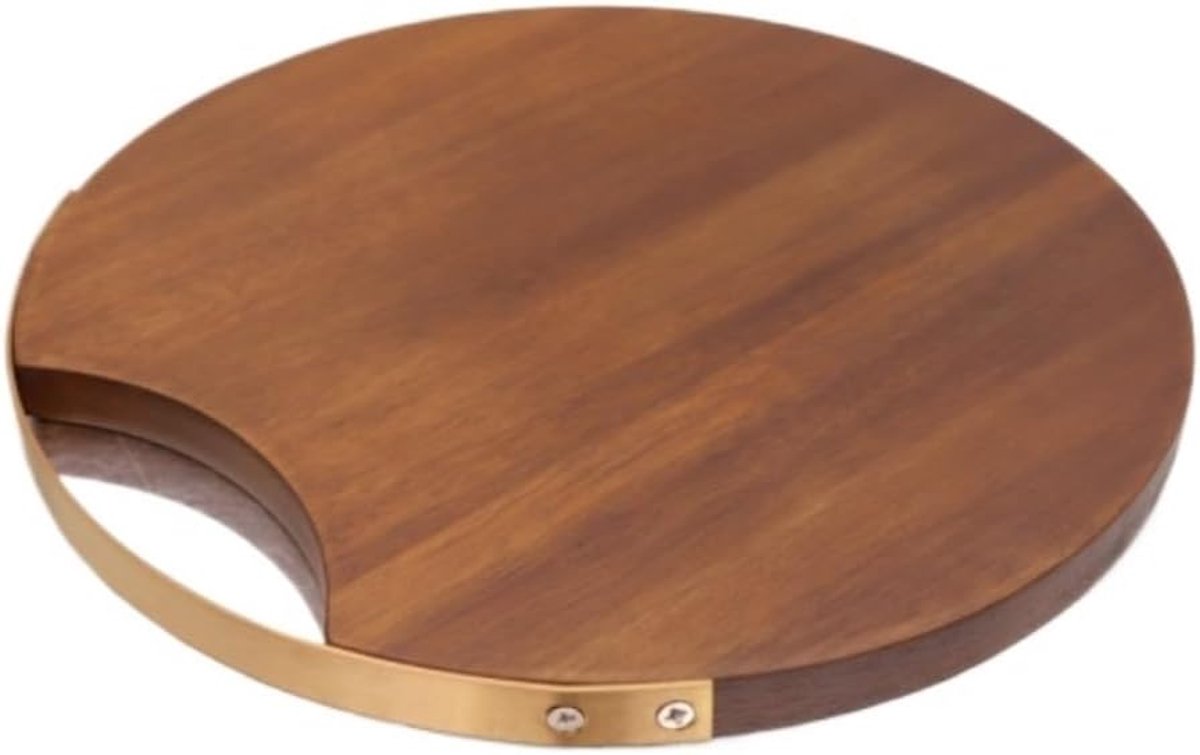 Houten Snijplank - Keukenplank Serveerplank - Bereiden en Serveren - Met Handvat - 26x26 cm - Houtkleur