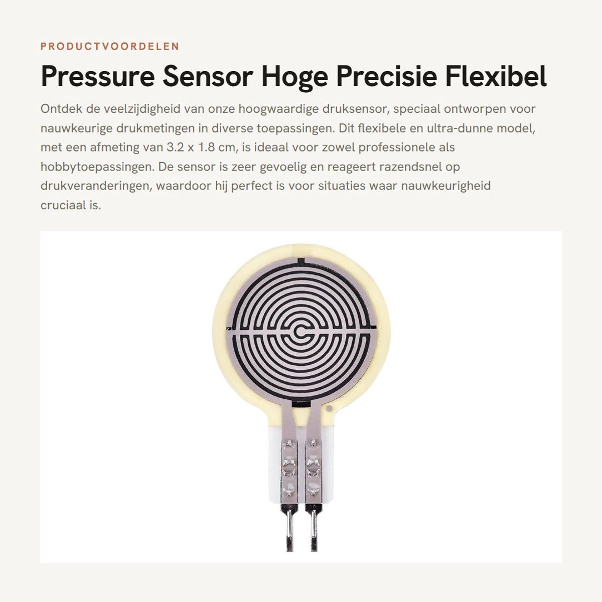 Dailygoods- Druksensor Hoge Nauwkeurigheid - Flexibele Druksensor - Dunne Film - Drukinductiebereik 20g-6kg - Model RP-C18.3-ST - Hoge Stabiliteit/Consistentie - Drukgevoelige Sensor