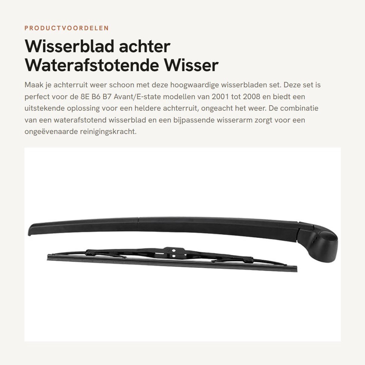 Dailygoods- Wisserblad weerbestendig - Achterruit Wisserarm - Waterafstotende Wiser - Gummi/Polymerkunststof - Schokbestendig - Maximale contactveld - Achterruitwisser