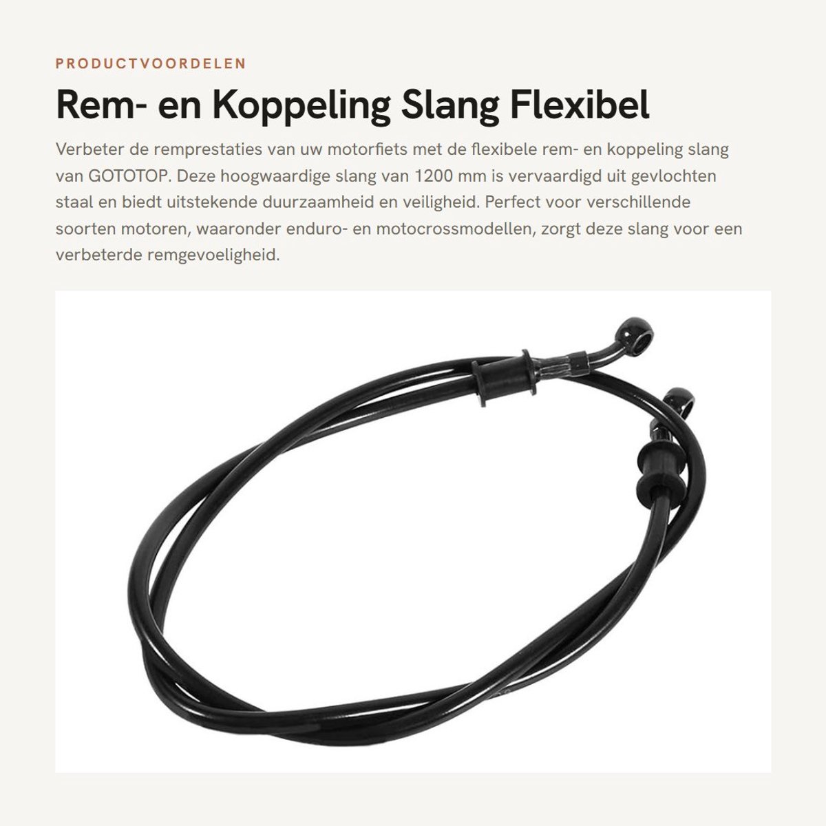 Dailygoods- Olie Slang Flexibel - Rem/slang - Koppeling - Motorfiets - 1200 mm - Gemaakt van gevlochten staal - Duurzaam en veilig - Remslang
