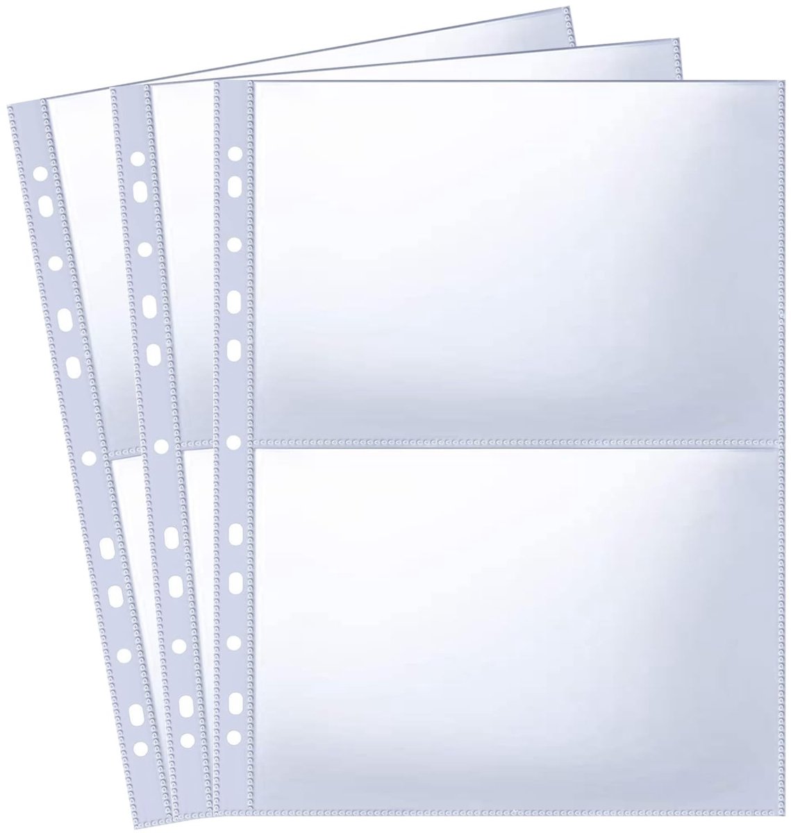 Dailygoods- Fotohoezen Pakket van 30 - Dubbelzijdige Zakbescherming - Bovenlader - A4 Formaat - 2 Compartimenten - Transparante Postkaarthoezen - Fotoalbum
