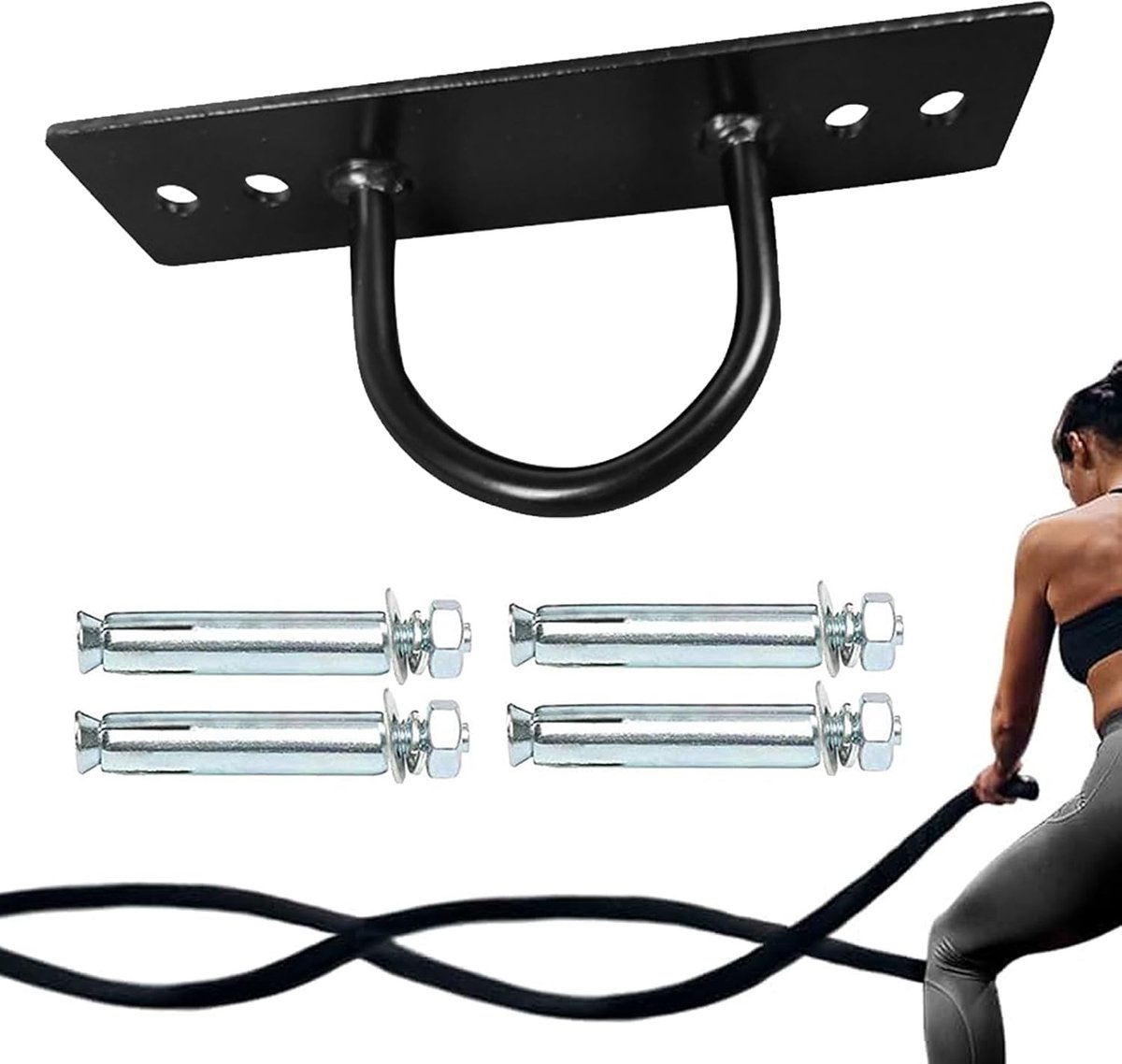 Wandbeugel Ophangbanden - Stalen Houder - Fitness Training - Verbeterde Stabiliteit - 20 cm Lengte - Zwart