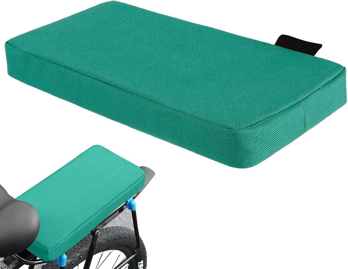 Fiets achterzitkussen - Passagierskussen - Comfortabel fietsen - Verdikte spons - 32 x 15.5 cm - Zwart/Blauw