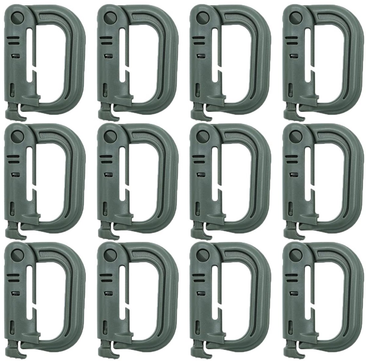 Dailygoods- Karabijnhaak D-vorm - 12 Stuks - Kunststof