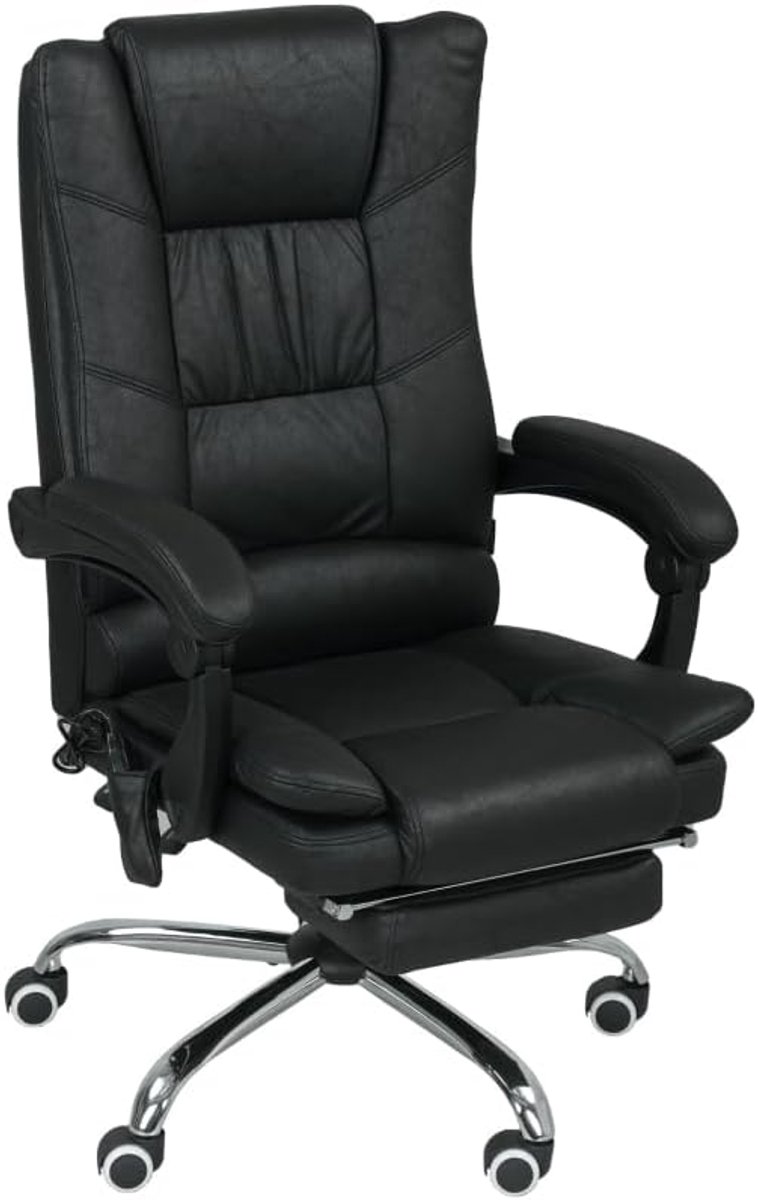 Bureaustoel Massage - Comfortabele Werkstoel - Ontspannen Zitten - Met Verwarmingsfunctie - 64 x 70 x 118 cm - Zwart